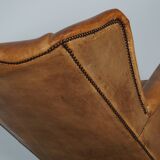 Vintage Dutch cognac coloured leather club chair