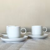 Rosenthal Studio Linie, white cups and saurcers, model DUO, designed by Ambrogio Pozzi