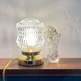 Vintage globe table lamp in molded glass