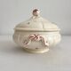 Small vintage ivory earthenware tureen with flowers, Digoin Sarreguemines