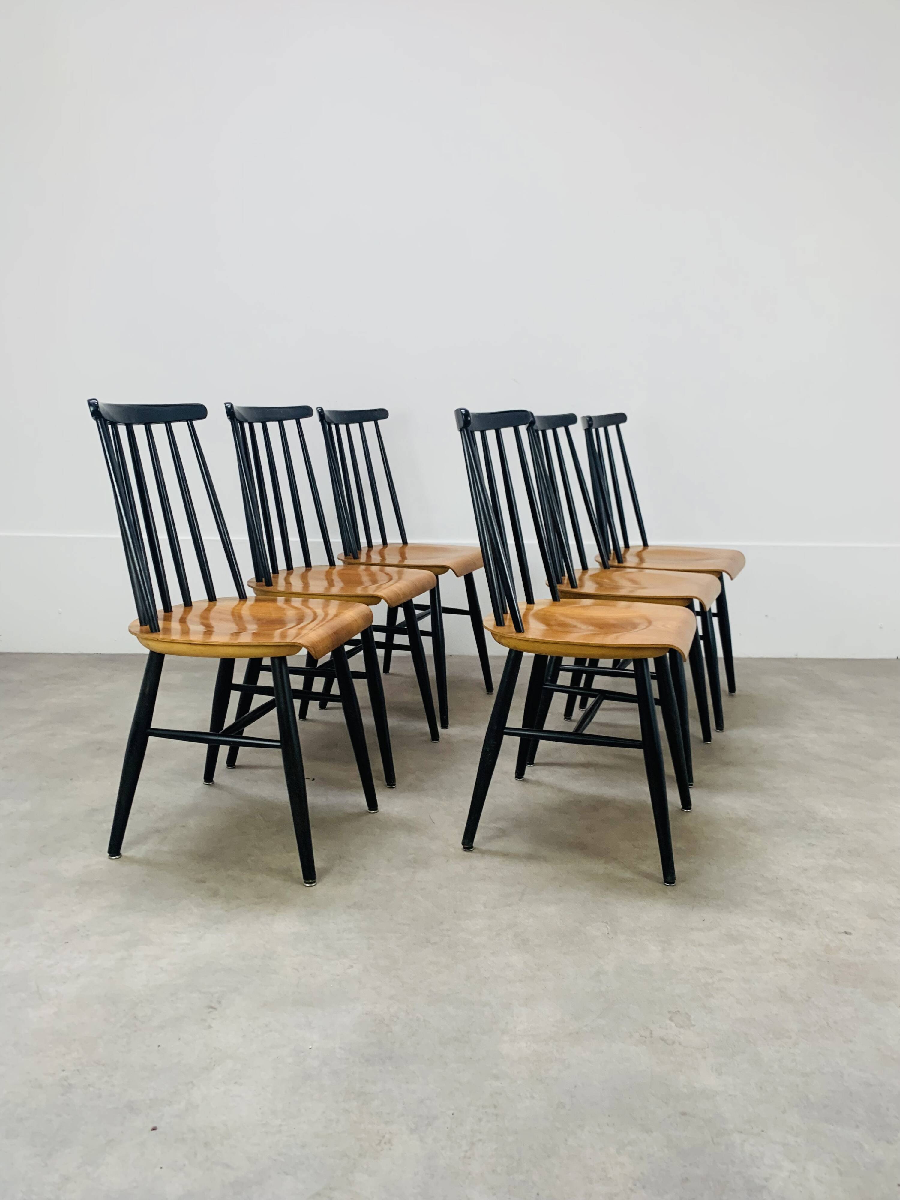6 Fanett chairs by Ilmari Tapiovaara, Scandinavian, 1960s