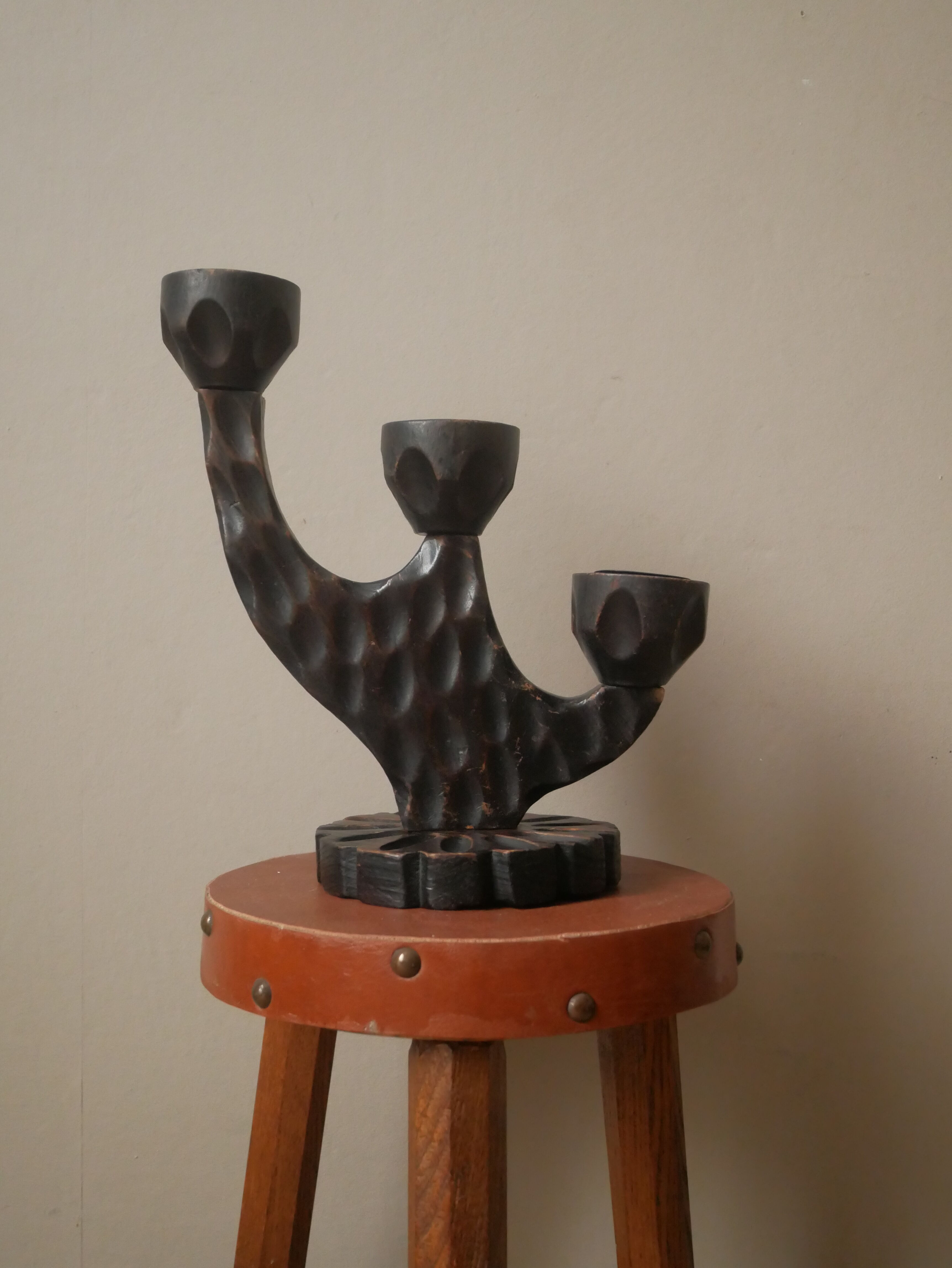 Vintage wooden candle holder