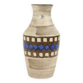 Vintage Bay Vase Allemagne de l’Ouest Céramique Beige Brun Bleu 619-35