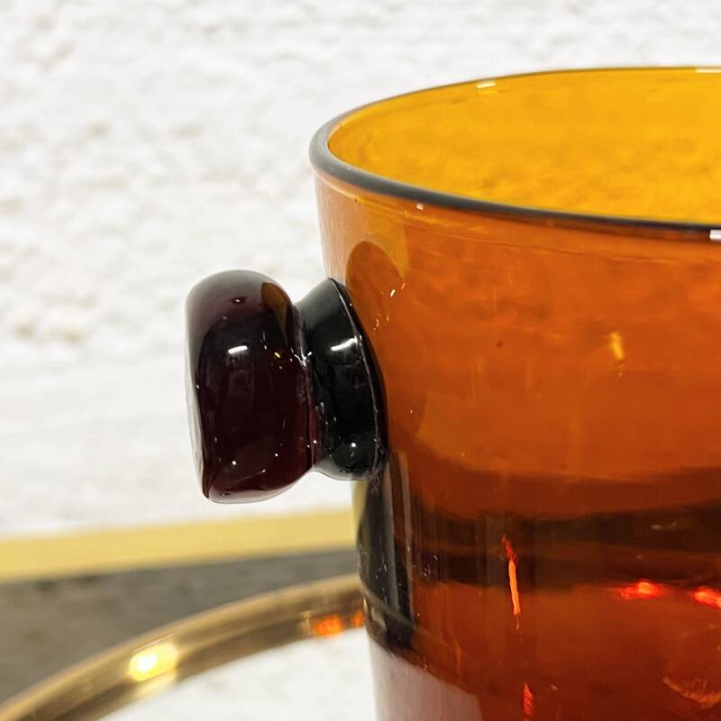 Vintage Amber Glass Ice Cube Bucket