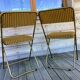 Vintage lafuma folding chair with striped gold fabric