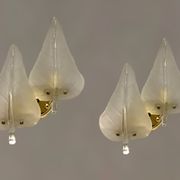 Midcentury Italian Murano Glass Leaf Sconces, Set of 2
