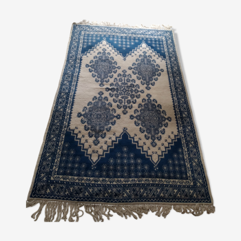 Blue and white carpet woven hand-woven Tunisia - 315x197cm