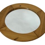 Vintage 70s round pine mirror Swedish design