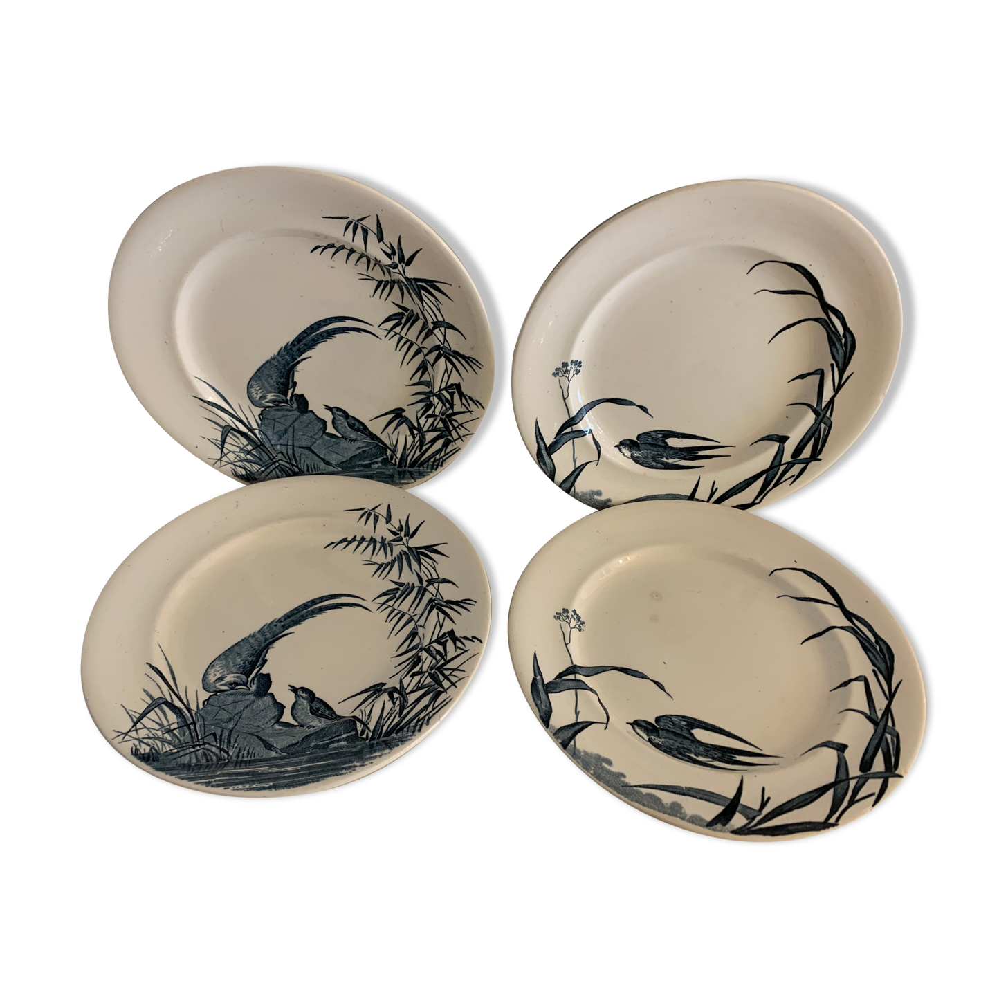 4 Japanese Longwy flat plates