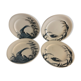 4 Japanese Longwy flat plates