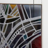 Multicolored stained glass window with hanging system - Germany - 1970's