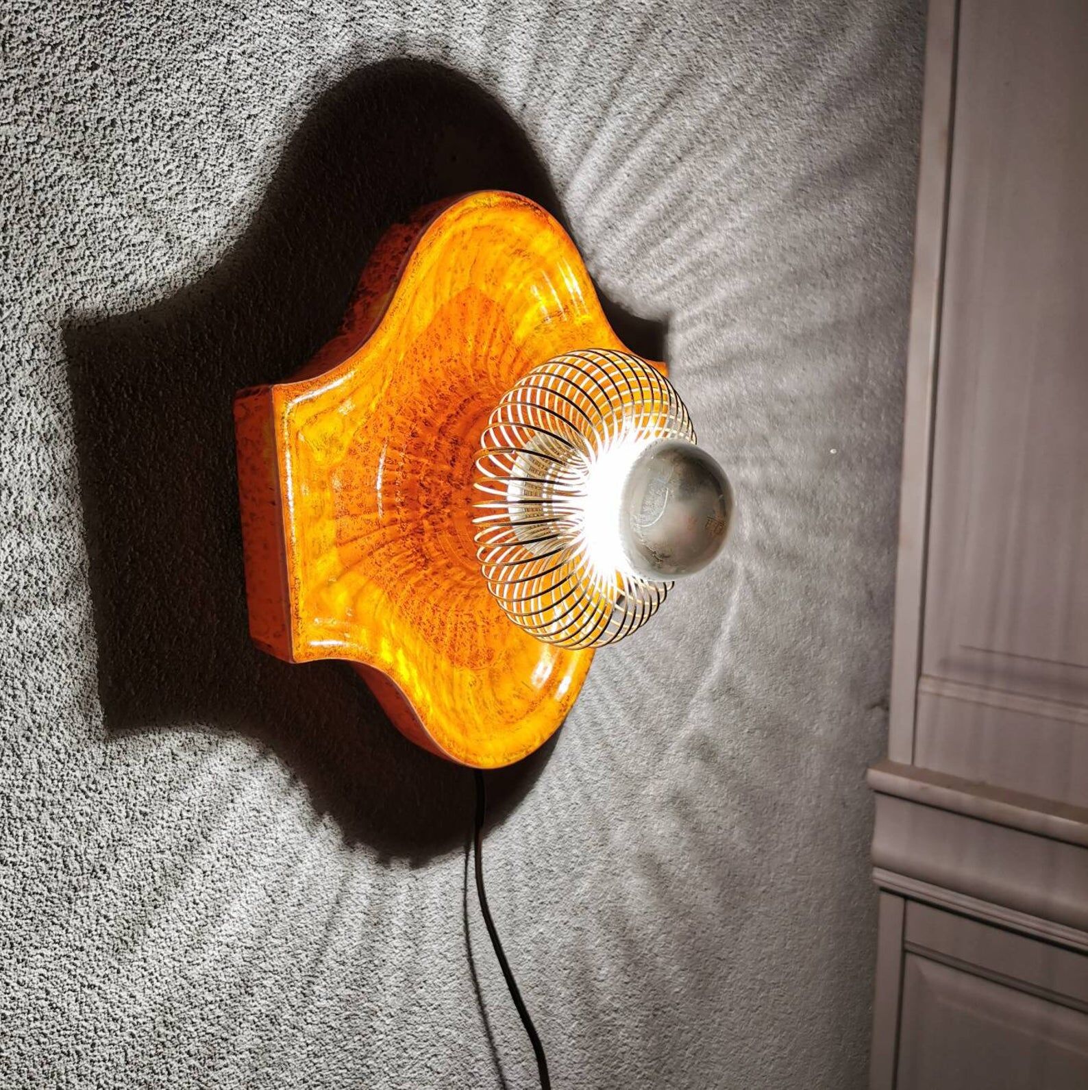 Vintage ceramic orange grease lava apply 70s