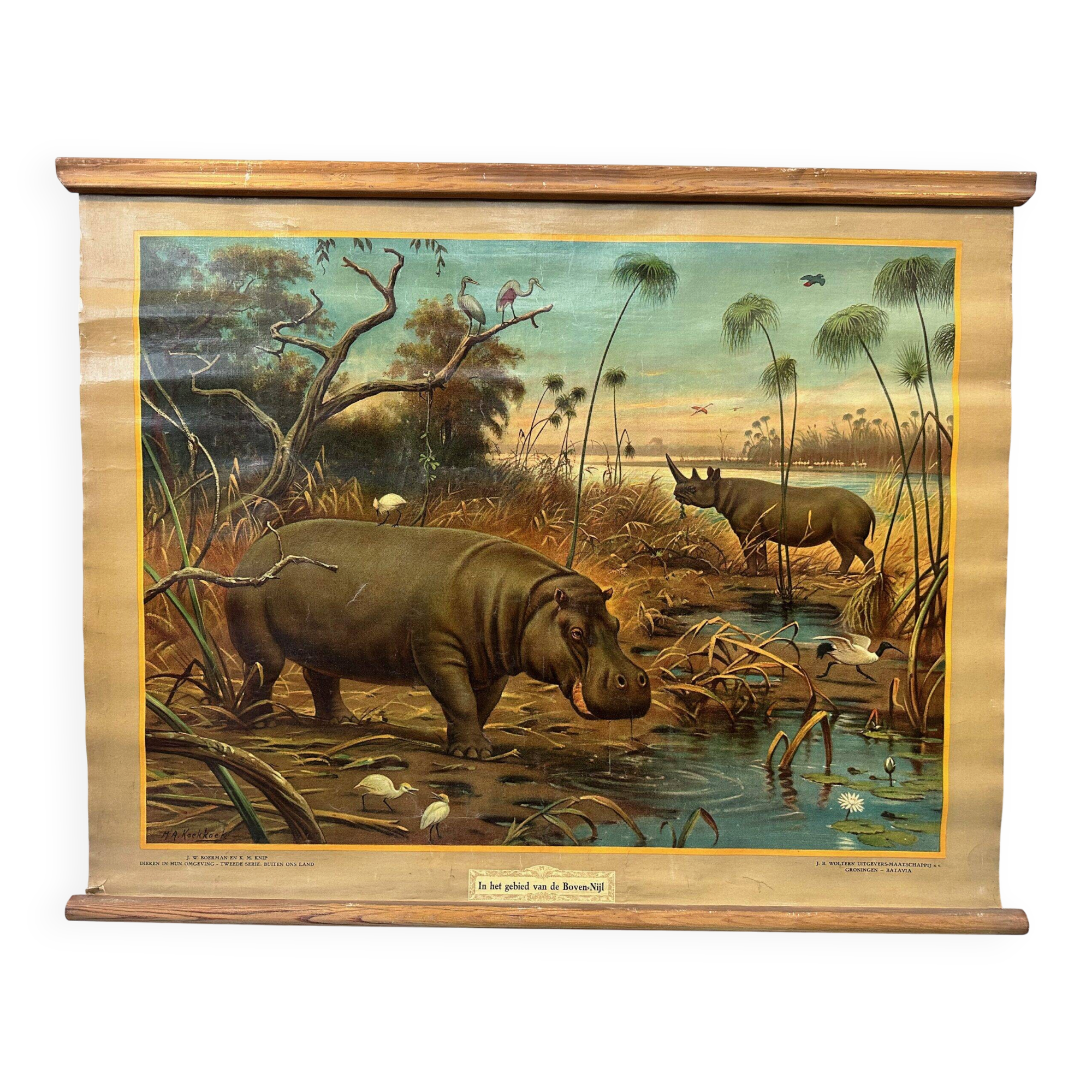 Vintage linen school chart – In the area of the Upper Nile