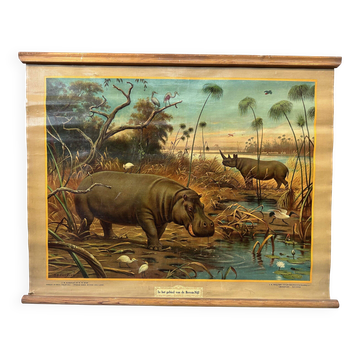 Vintage linen school chart – In the area of the Upper Nile