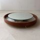 Miroir rond en teck illuminé rare des années 1960
