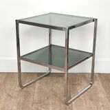 Chrome and glass side table