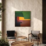 Soothing abstract canvas "Green Palette" 80x80cm