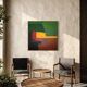 Soothing abstract canvas "Green Palette" 80x80cm