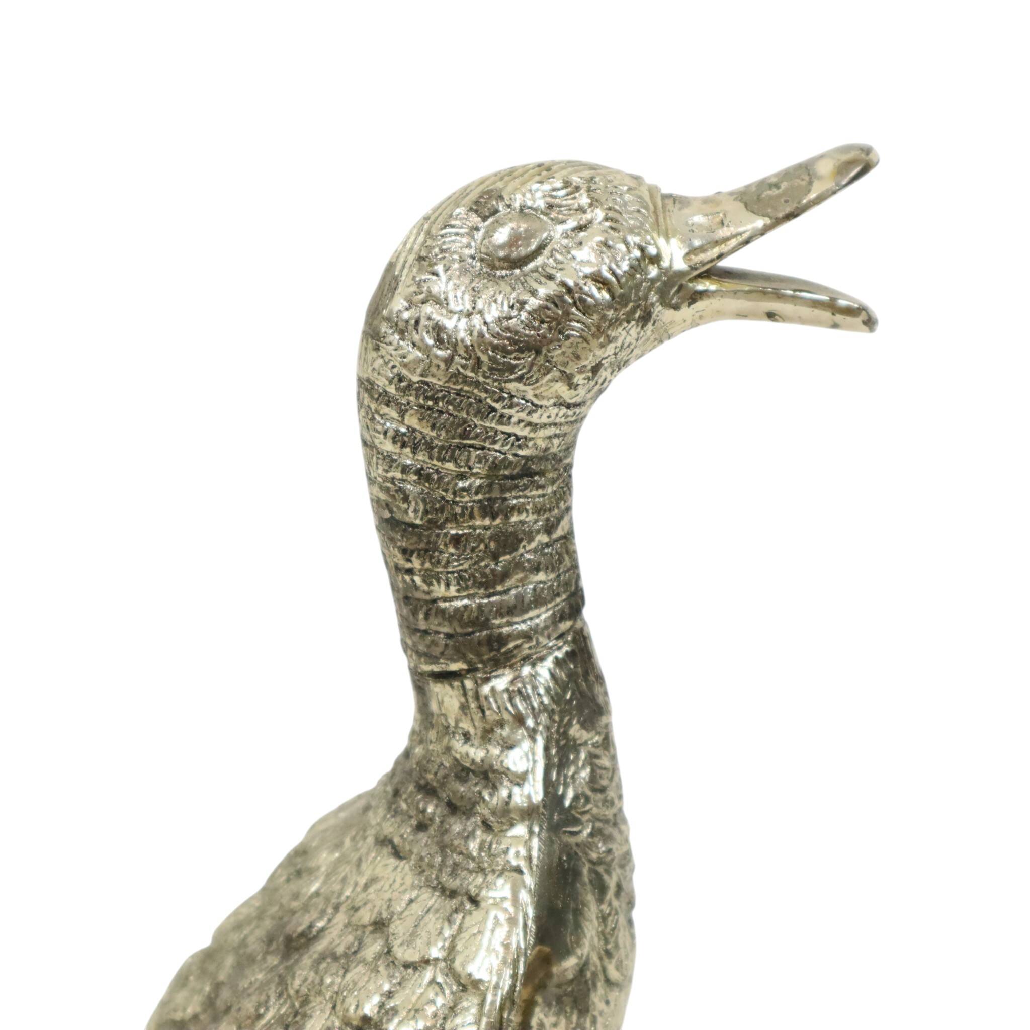 Silver-colored Duck Statue Sculpture Mauro Manetti Style 1970s