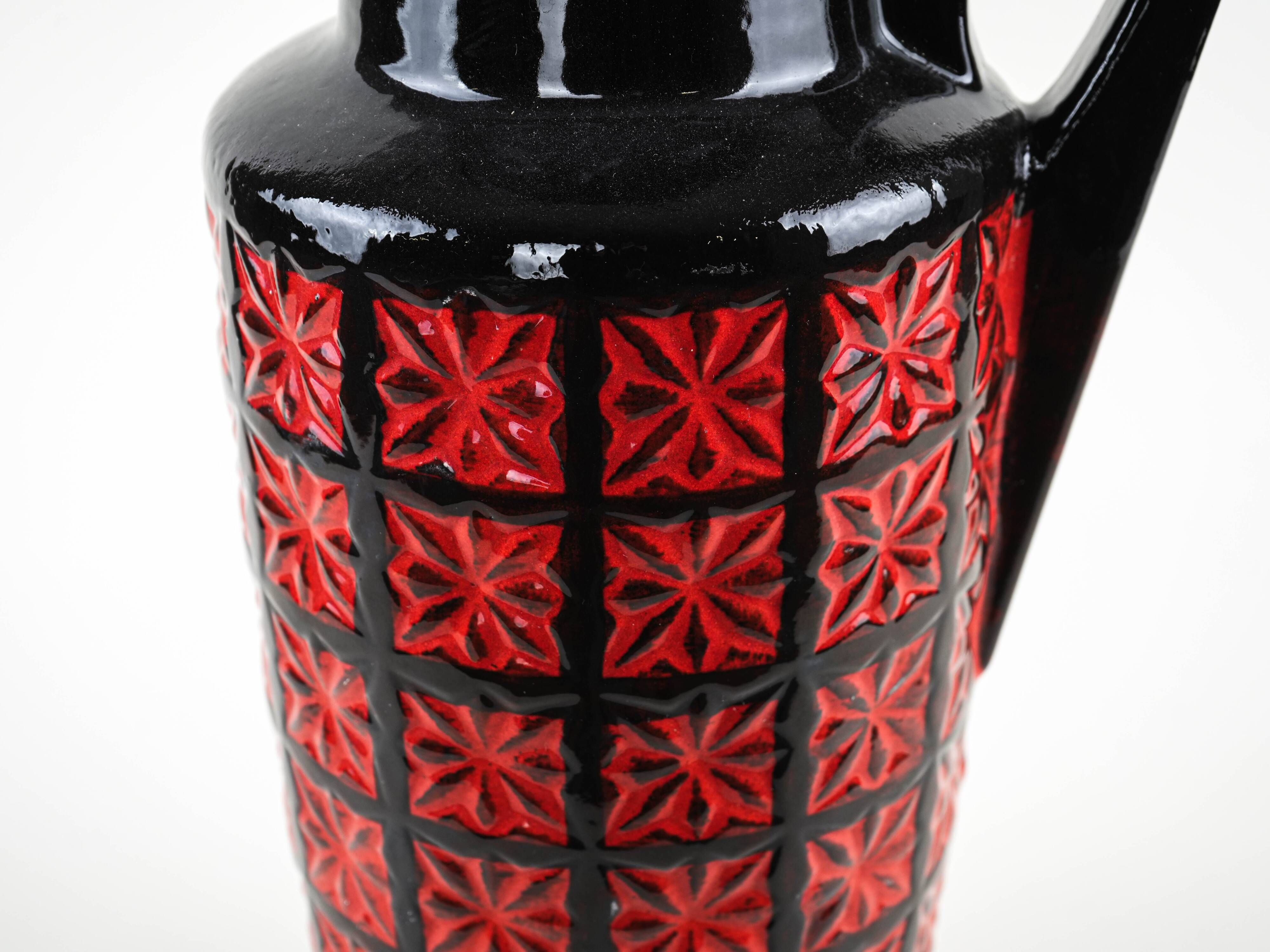 Fat Lava ceramic vase with relief texture, West German pottery, 1970s