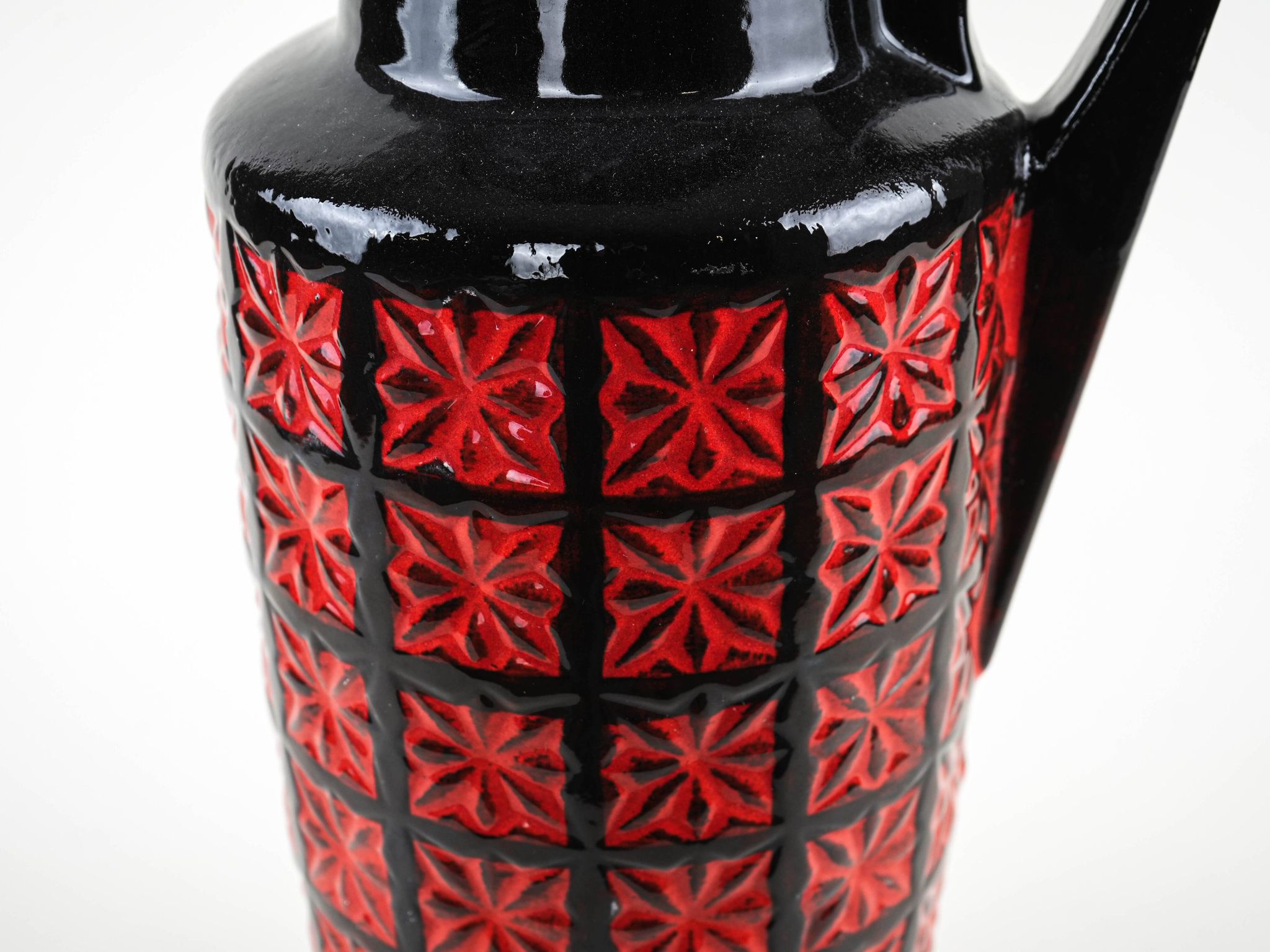 Vase en céramique Fat Lava avec texture en relief, poterie ouest-allemande, années 1970.