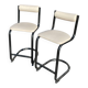 Paire de chaises hautes 1980 cuir et métal