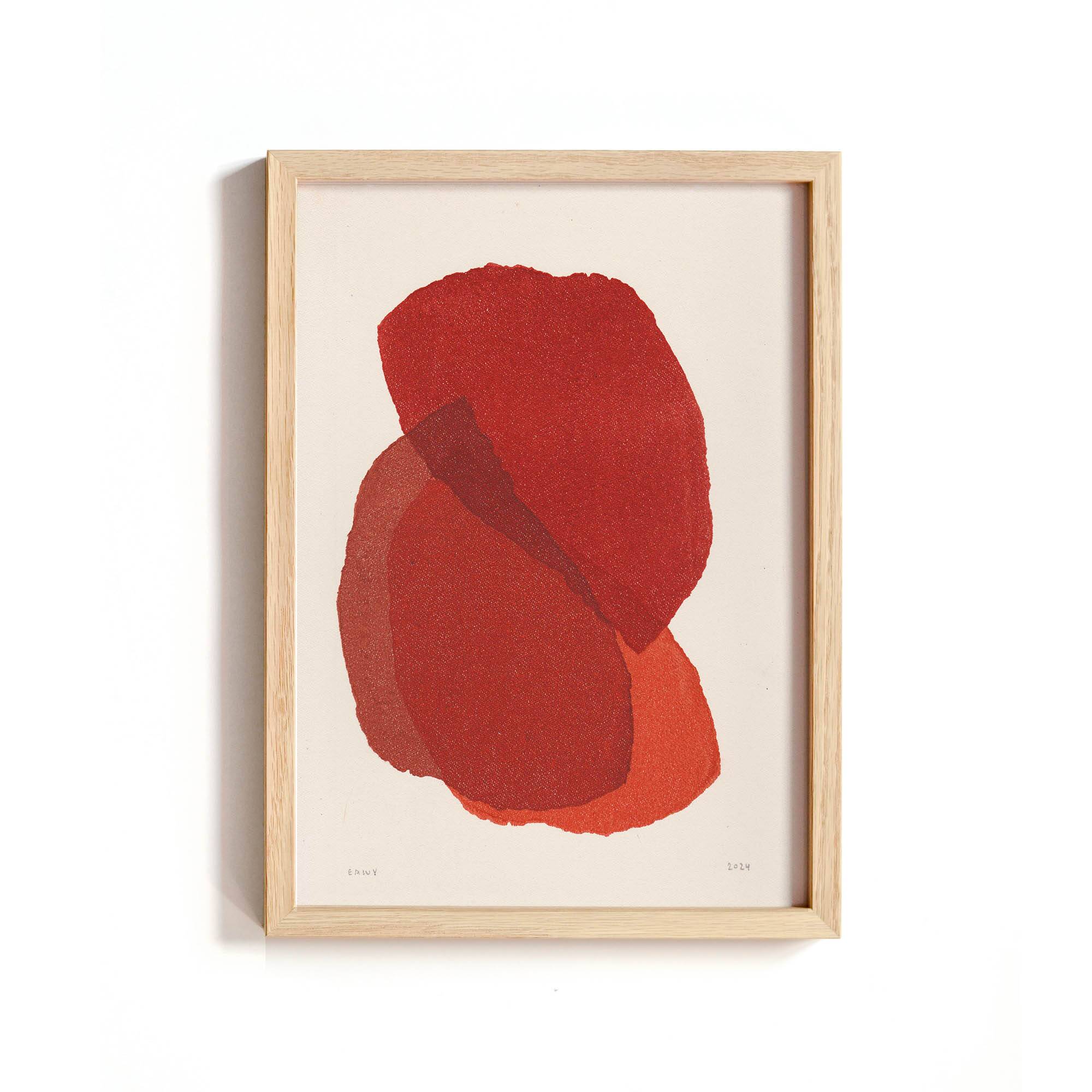 Collection of 4 abstract paintings on paper - painting signed eawy