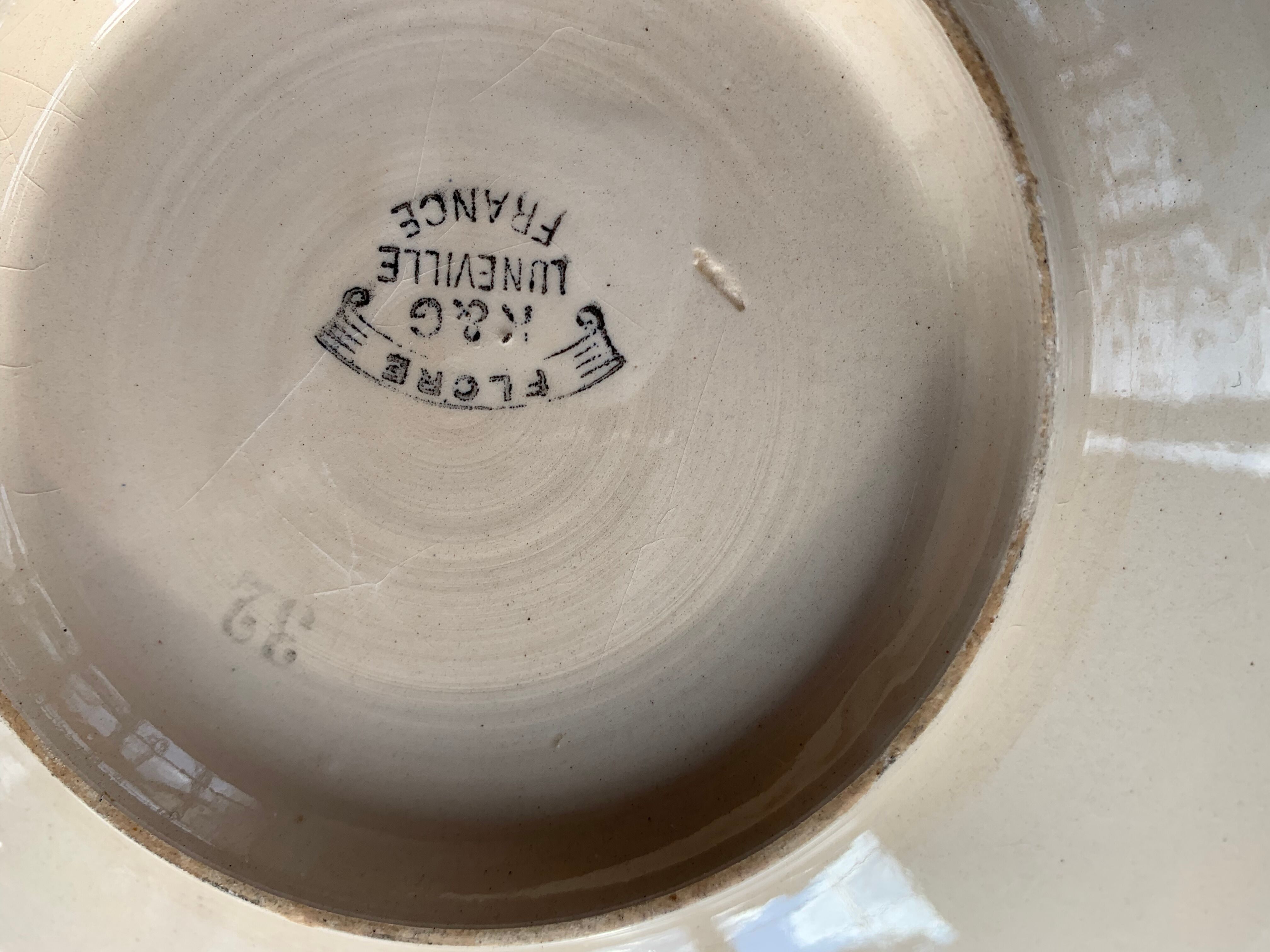 Two hollow dishes in glazed ceramic old model flora KG France luneville