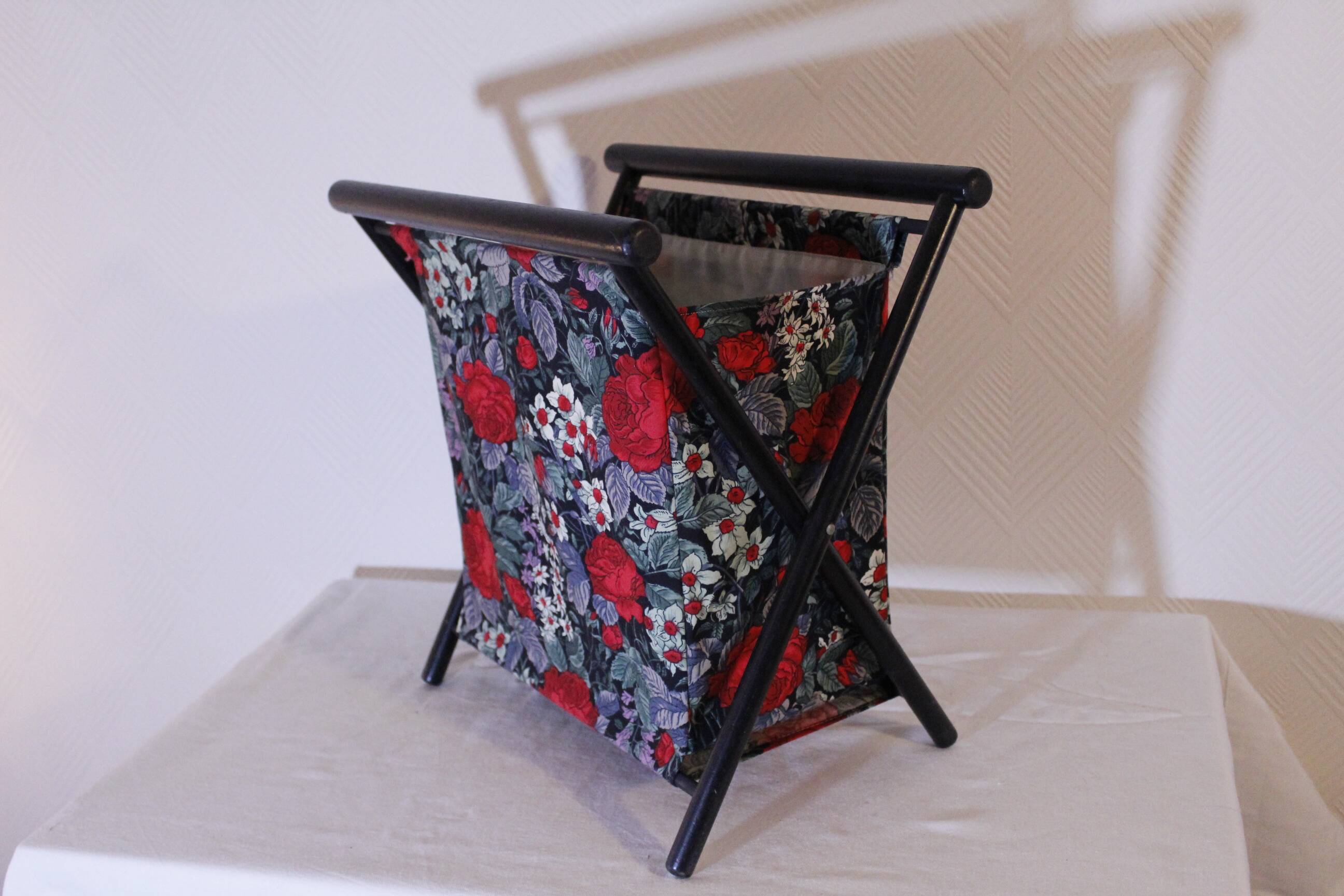 Floral fabric magazine rack