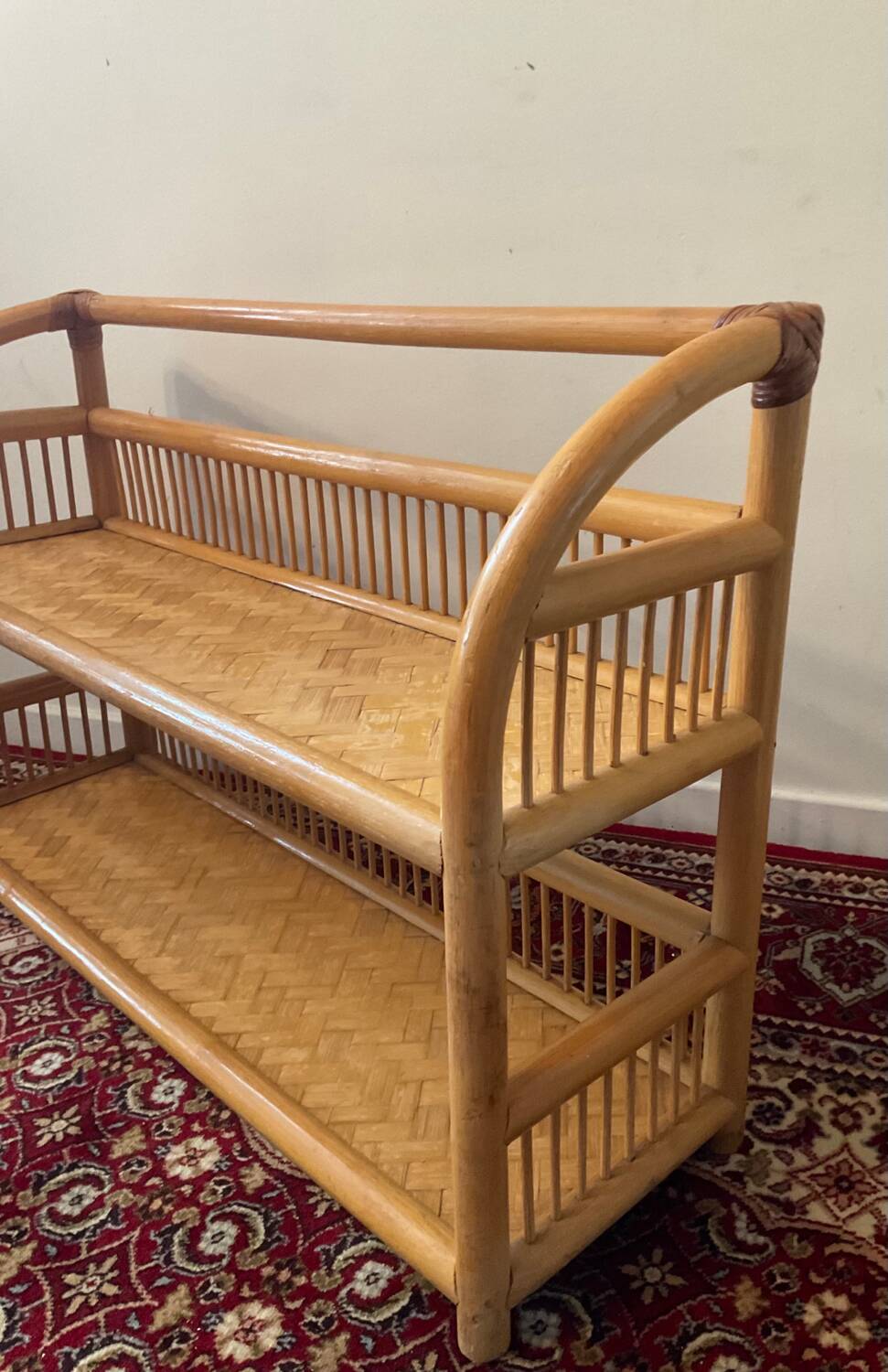 70s rattan shelf