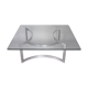 Coffee table published by Dassas, base in chromed steel and thick glass slab, France, 1963