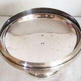 Flower pick with silver metal and glass pedestal, table centerpiece