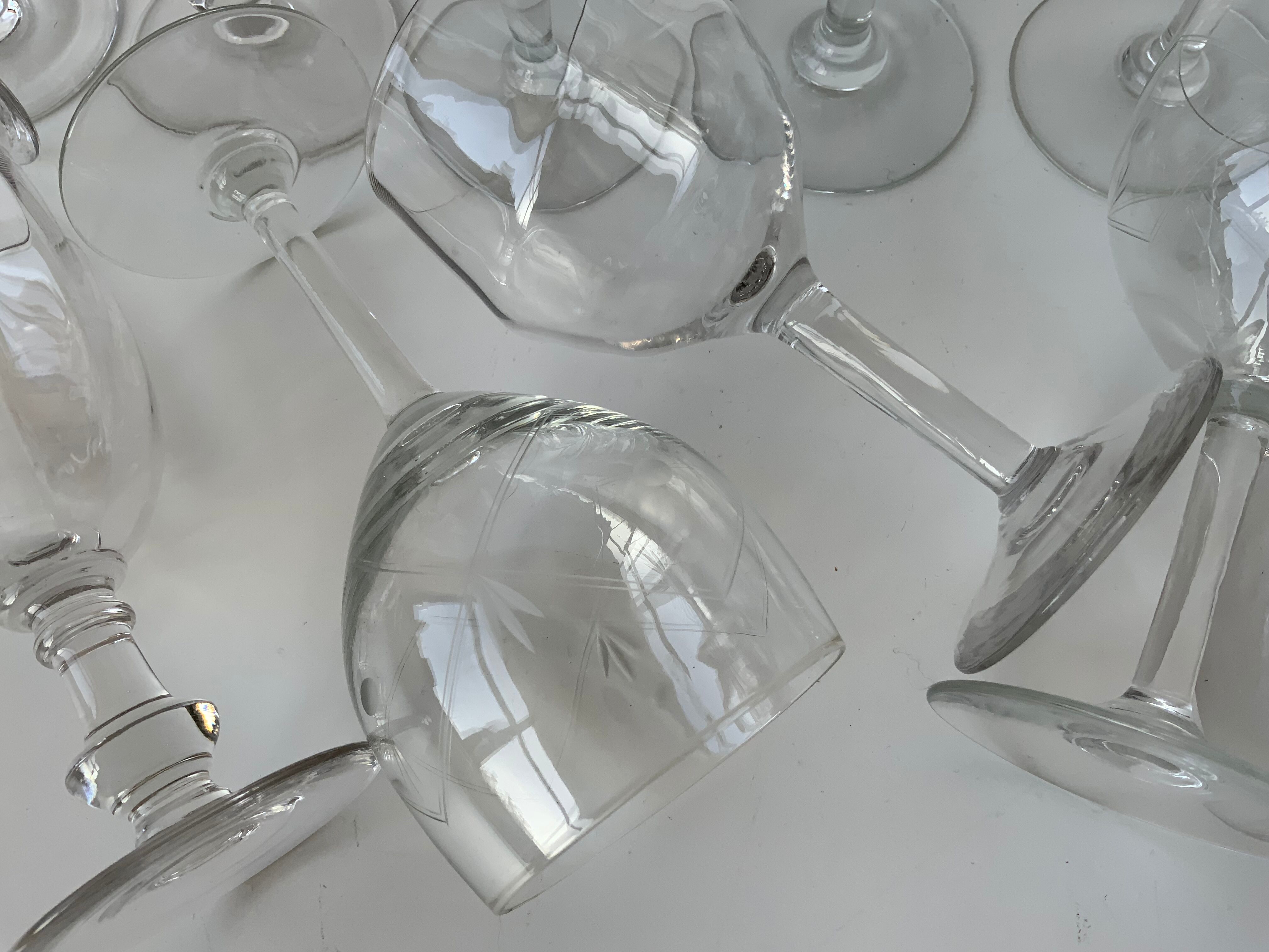 15 antique glasses mismatched