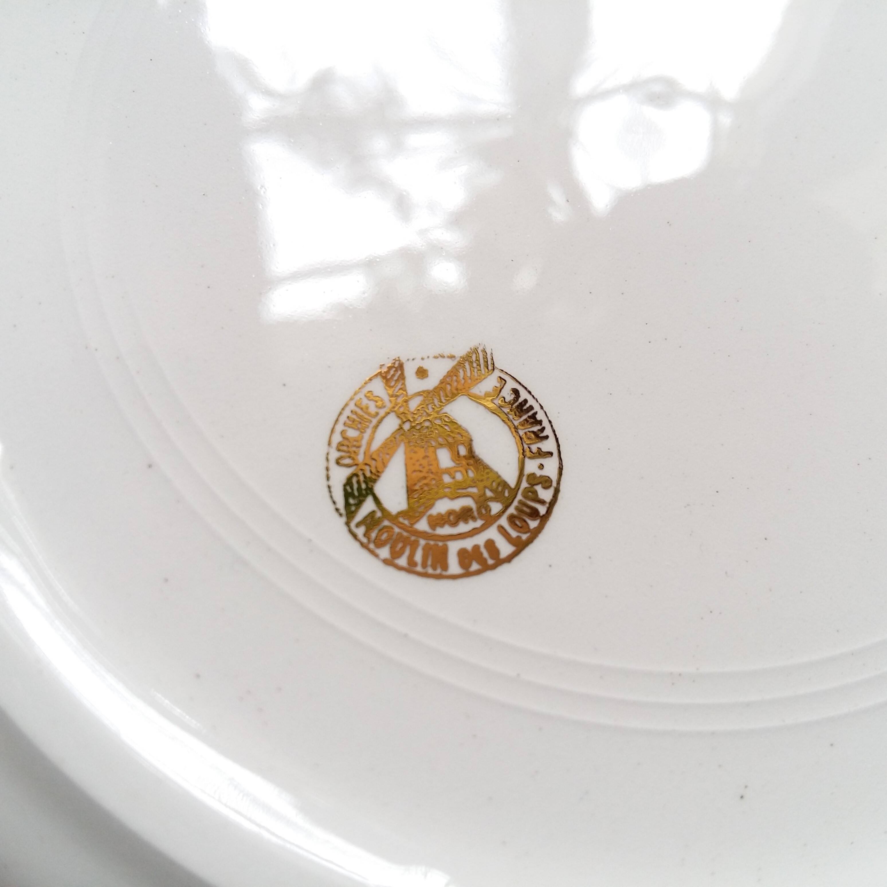 Six Vintage Fish Plates by Moulin des Loups. French Fish Plate Set. Fish Dinnerware Set.