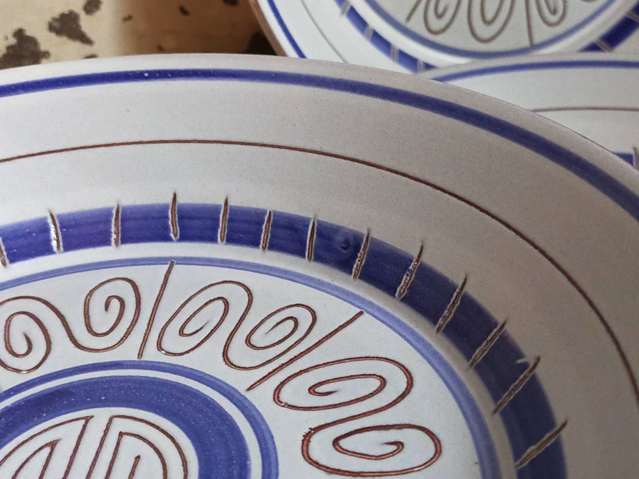 Cinq assiettes creuses céramiques M.B.F.A  PORNIC vintages service Daphné