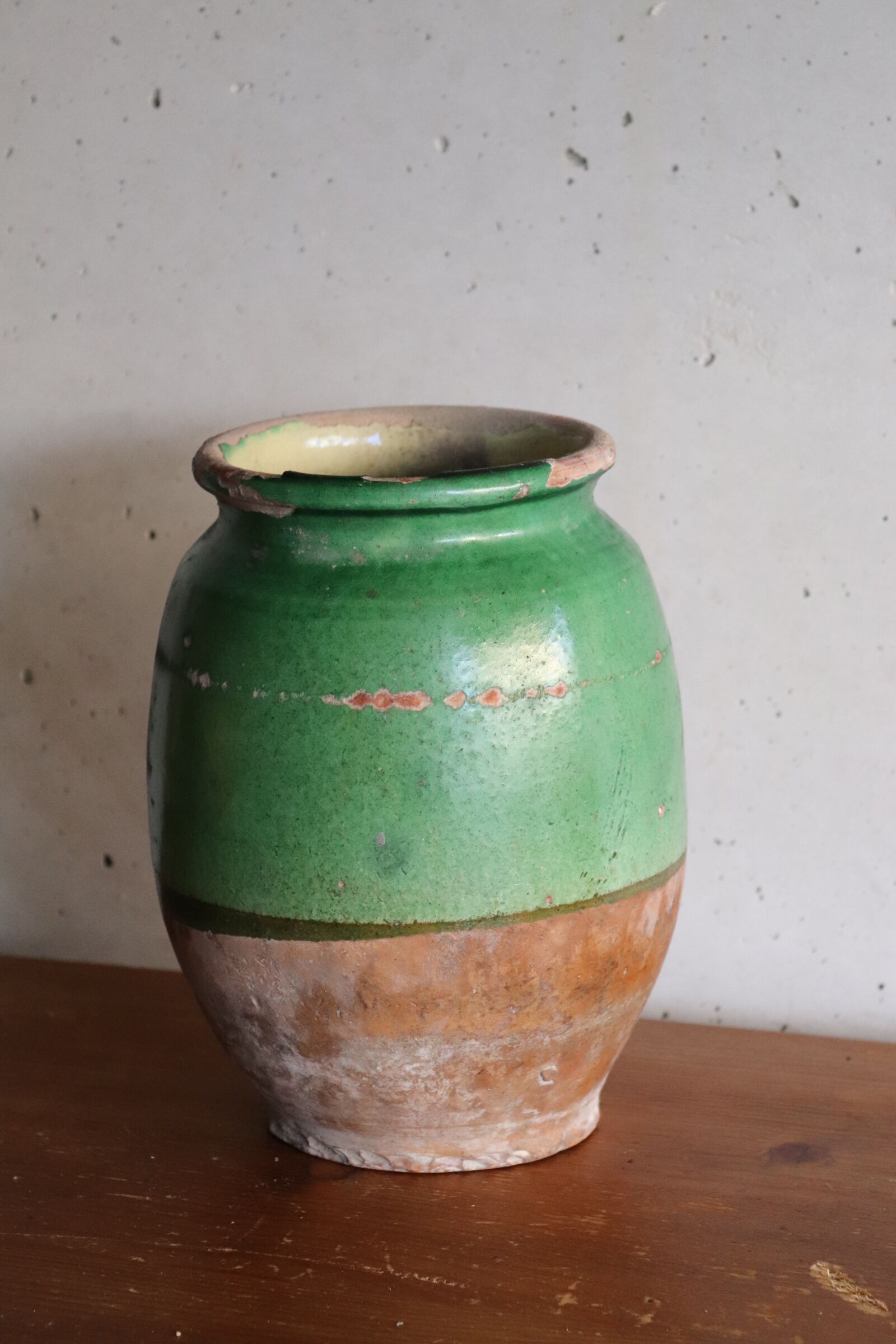 Green glazed terracotta confit pot