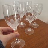 Lot de 6 verres à vin blanc en cristal gravé fleur – Verres vintage él
