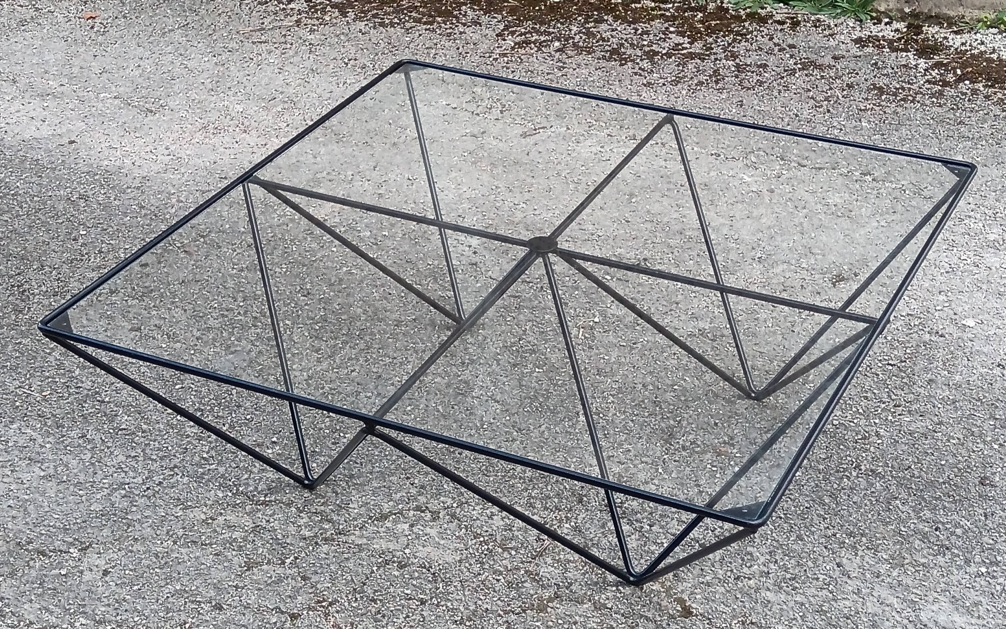 Metal and glass coffee table, 1980