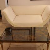 Low table in bronze and glass eglomisé