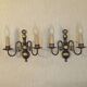 Pair French Vintage Age Bronze Effect Metal Flemsh Style Double Wall Lights 5092