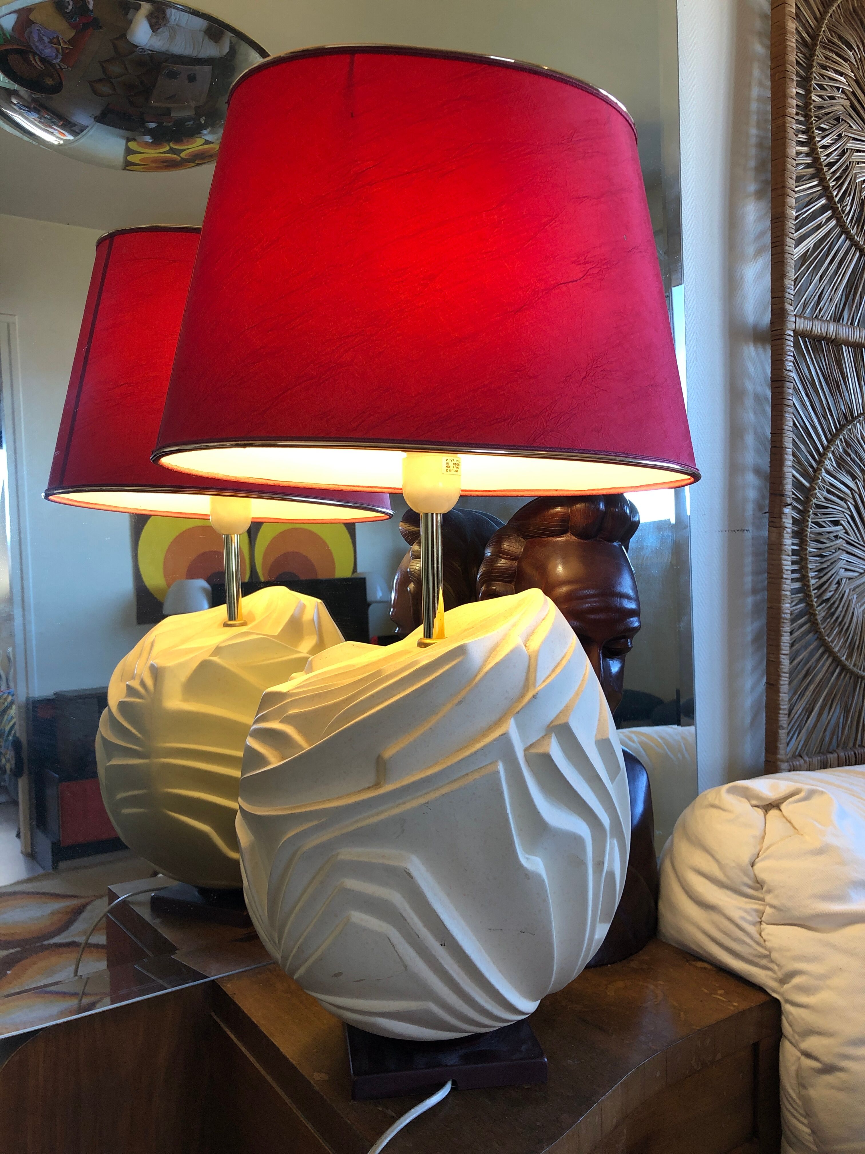 Lampe à poser design monteuse viva villa vintage céramique œuf strié