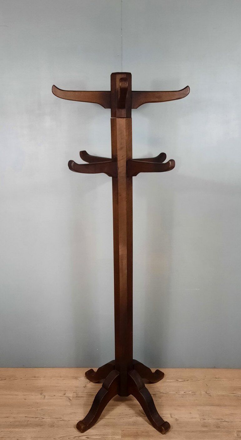 Coat rack parrot rustic walnut and oak totem circa 1930