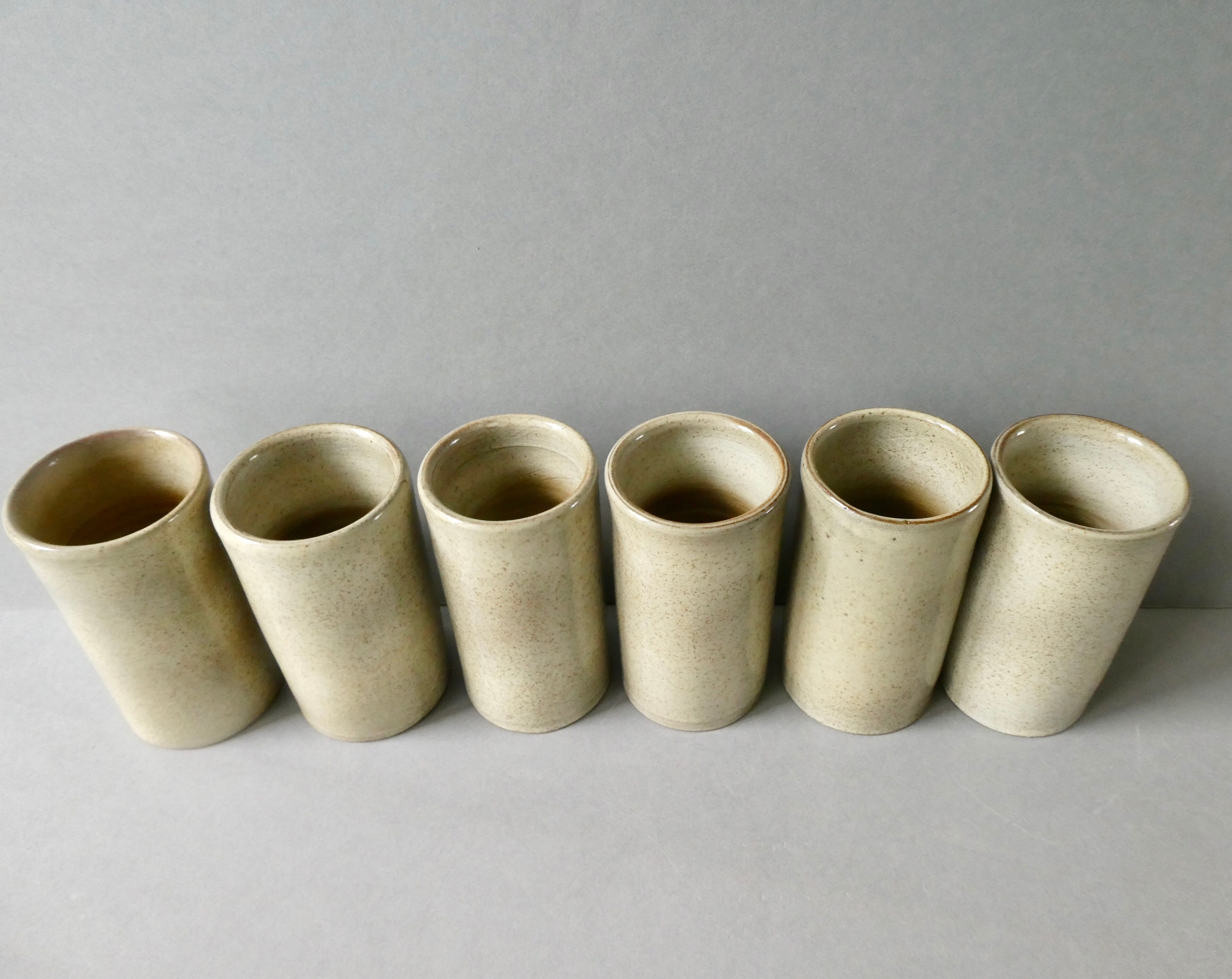 Set of 6 jean dubost glazed stoneware glasses in Noron
