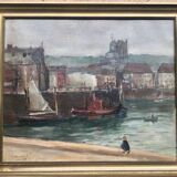 Alexandre Blachard, A view of Dieppe, France, oil on canvas