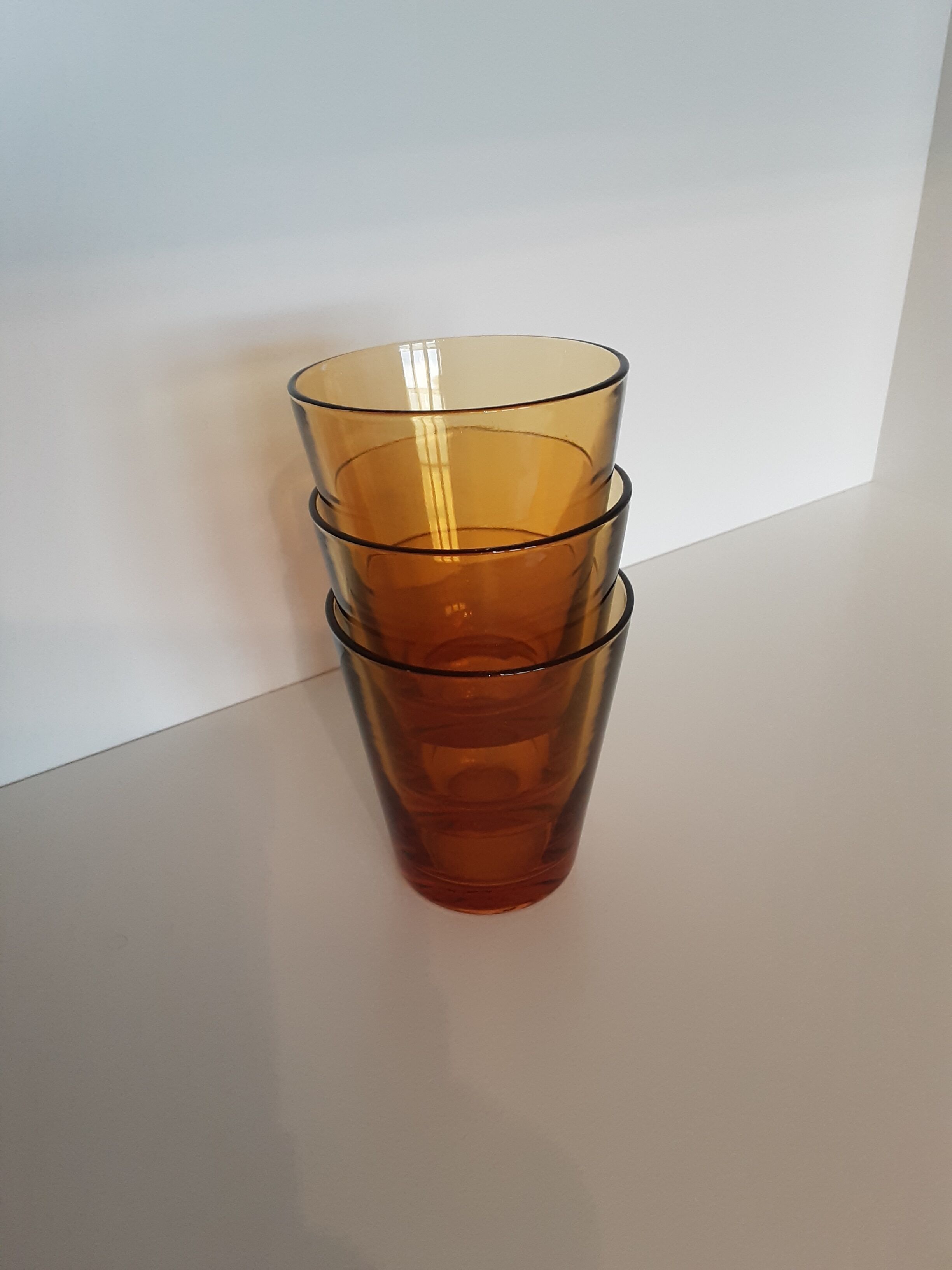 Lot de 3 verres vereco ambre