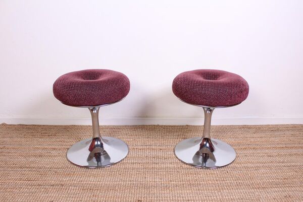 Tabourets en chrome par Börje Johansson pour Johansson Design 1960s