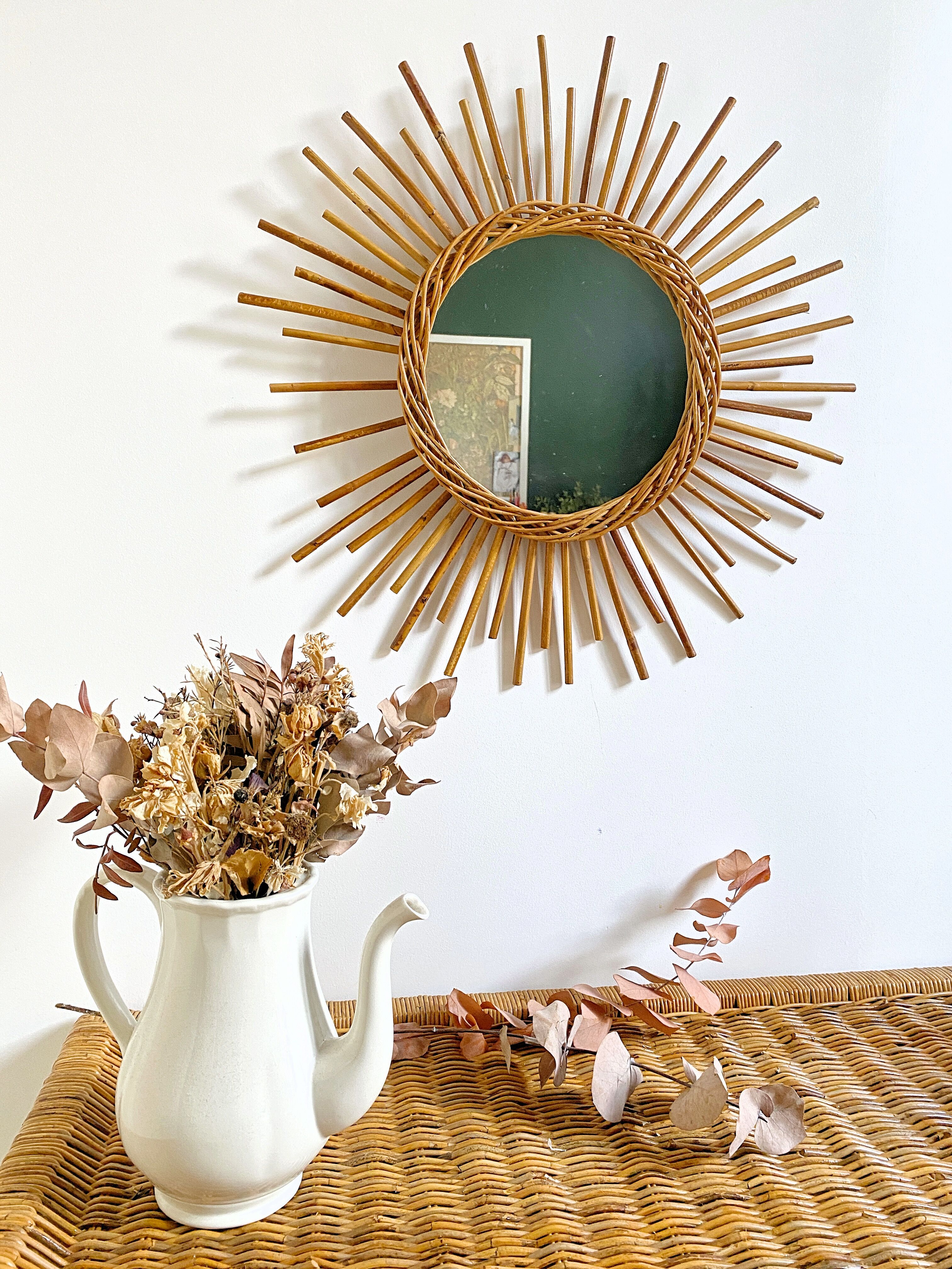 Rattan sun mirror