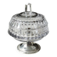 Antique crystal sugar bowl. Diamond point patterns. Pearly silver base