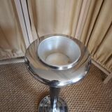 art deco chrome and black wood ashtray