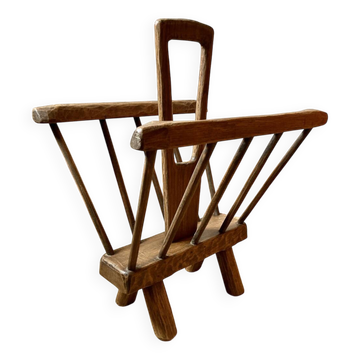 Brutalist magazine rack in the style of Jean Touret, 1950s.